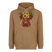 Toasted Coconut highland cow with sunflowers Heavyweight Hoodie - RanaPortraitStore