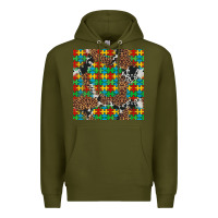 Army Green western autism seamless pattern Premium Hoodie - Artiststas