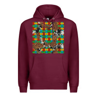 Burgundy western autism seamless pattern Premium Hoodie - Artiststas