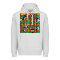 Dove Grey western autism seamless pattern Premium Hoodie - Artiststas