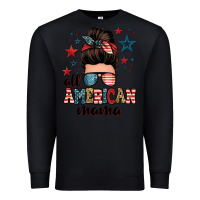 Black all american mama messy bun Premium Sweatshirt - Zillion Design Studio