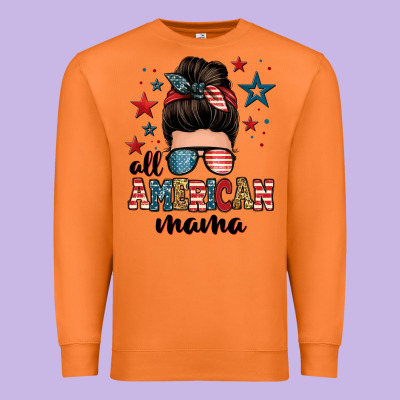 All American Mama Messy Bun Premium Sweatshirt Designed By Zillion Design Studio