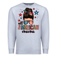 Heather Grey all american mama messy bun Premium Sweatshirt - Zillion Design Studio