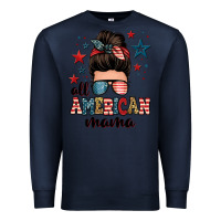 Navy all american mama messy bun Premium Sweatshirt - Zillion Design Studio