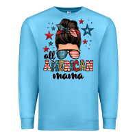 Ocean Blue all american mama messy bun Premium Sweatshirt - Zillion Design Studio