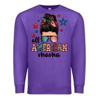 Purple all american mama messy bun Premium Sweatshirt - Zillion Design Studio