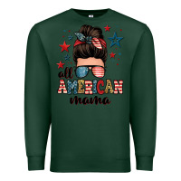 Sports Green all american mama messy bun Premium Sweatshirt - Zillion Design Studio