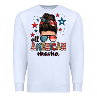 White all american mama messy bun Premium Sweatshirt - Zillion Design Studio