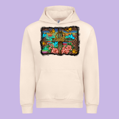 Wooden Cross Background Urban Hoodie Designed By Barkaloodesign