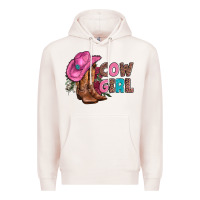 Pale Pink valentine day boots hat and roses Premium Hoodie - AdoDesignShop