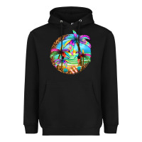 Black summer colorful palms Heavyweight Hoodie - texasbilliewilder
