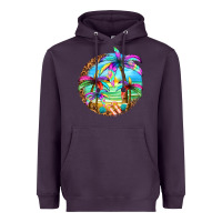 Plum summer colorful palms Heavyweight Hoodie - texasbilliewilder