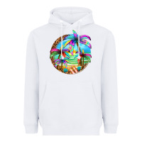 White summer colorful palms Heavyweight Hoodie - texasbilliewilder
