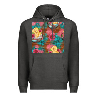 Charcoal Heather hatched egg easter chicks seamless pattern Premium Hoodie - Artiststas