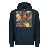 Navy hatched egg easter chicks seamless pattern Premium Hoodie - Artiststas