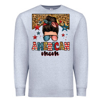 Heather Grey american mom junkie messy bun Premium Sweatshirt - Zillion Design Studio