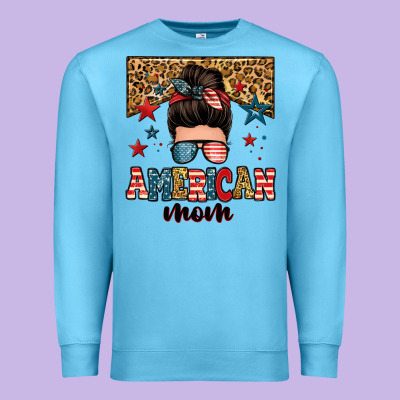 American Mom Junkie Messy Bun Premium Sweatshirt Designed By Zillion Design Studio