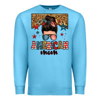 Ocean Blue american mom junkie messy bun Premium Sweatshirt - Zillion Design Studio