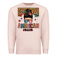 Pale Pink american mom junkie messy bun Premium Sweatshirt - Zillion Design Studio