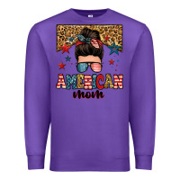 Purple american mom junkie messy bun Premium Sweatshirt - Zillion Design Studio