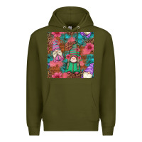 Army Green floral easter gnomes seamless pattern Premium Hoodie - Artiststas