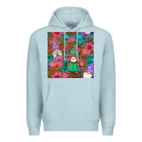 Blue Mist floral easter gnomes seamless pattern Premium Hoodie - Artiststas