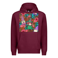 Burgundy floral easter gnomes seamless pattern Premium Hoodie - Artiststas