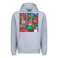 Heather Grey floral easter gnomes seamless pattern Premium Hoodie - Artiststas