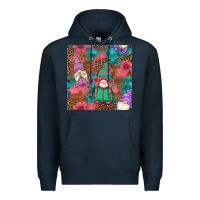 Navy floral easter gnomes seamless pattern Premium Hoodie - Artiststas