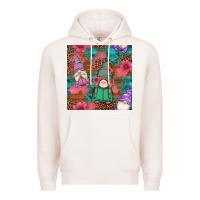 Pale Pink floral easter gnomes seamless pattern Premium Hoodie - Artiststas