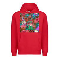 Red floral easter gnomes seamless pattern Premium Hoodie - Artiststas
