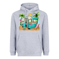 Heather Grey summer caravan Heavyweight Hoodie - texasbilliewilder