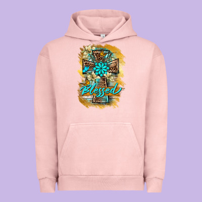 Western Cross Blessed Lily Butterfly Urban Hoodie Designed By Barkaloodesign