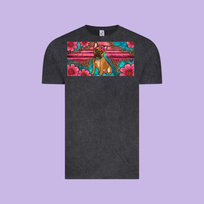 French Bulldog Floral License Plate Vintage Tee Designed By Artiststas