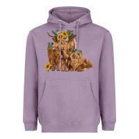 Lavender highland cow family Heavyweight Hoodie - RanaPortraitStore