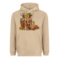 Mushroom highland cow family Heavyweight Hoodie - RanaPortraitStore