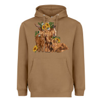 Toasted Coconut highland cow family Heavyweight Hoodie - RanaPortraitStore