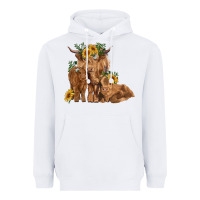 White highland cow family Heavyweight Hoodie - RanaPortraitStore