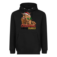 Black christmas with my family highland cow cattle and calves Heavyweight Hoodie - RanaPortraitStore