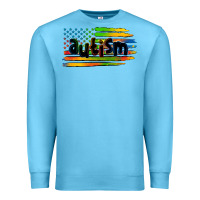 Ocean Blue autism american flag Premium Sweatshirt - Zillion Design Studio