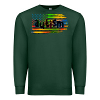 Sports Green autism american flag Premium Sweatshirt - Zillion Design Studio