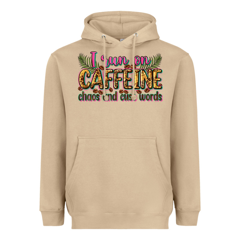 I Run On Caffeine Chaos And Cuss Words Heavyweight Hoodie by Zillion Design Studio | Teevron