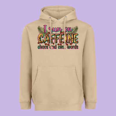 I Run On Caffeine Chaos And Cuss Words Heavyweight Hoodie Designed By Zillion Design Studio