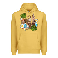 Antique Gold easter bunny in basket wıth carrot and eggs Premium Hoodie - AdoDesignShop