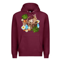 Burgundy easter bunny in basket wıth carrot and eggs Premium Hoodie - AdoDesignShop