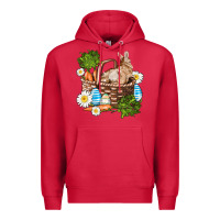 Cardinal easter bunny in basket wıth carrot and eggs Premium Hoodie - AdoDesignShop