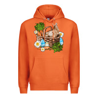 Carrot easter bunny in basket wıth carrot and eggs Premium Hoodie - AdoDesignShop
