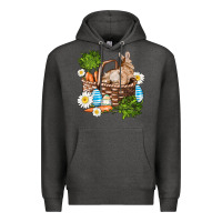 Charcoal Heather easter bunny in basket wıth carrot and eggs Premium Hoodie - AdoDesignShop