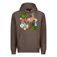 Coffee easter bunny in basket wıth carrot and eggs Premium Hoodie - AdoDesignShop
