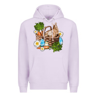 Lilac easter bunny in basket wıth carrot and eggs Premium Hoodie - AdoDesignShop